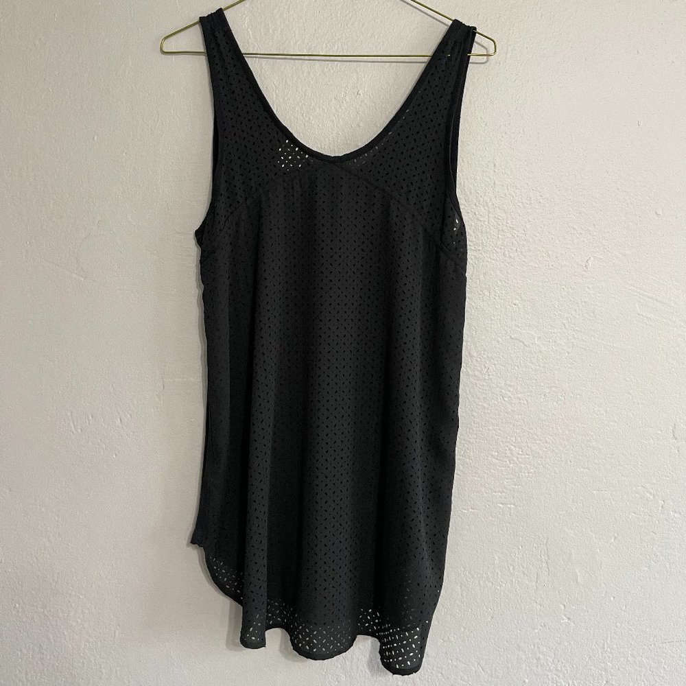 Black Tank with Decorative Mesh Back